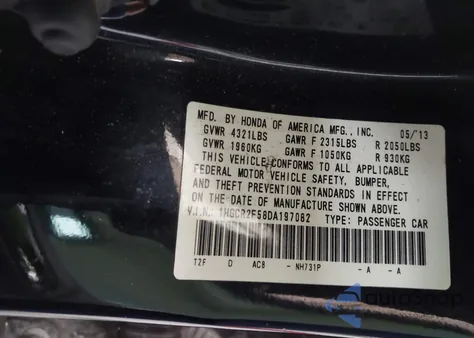 2013 Honda Accord Sport z USA, uszkodzony, nr VIN 1HGCR2F58DA197082